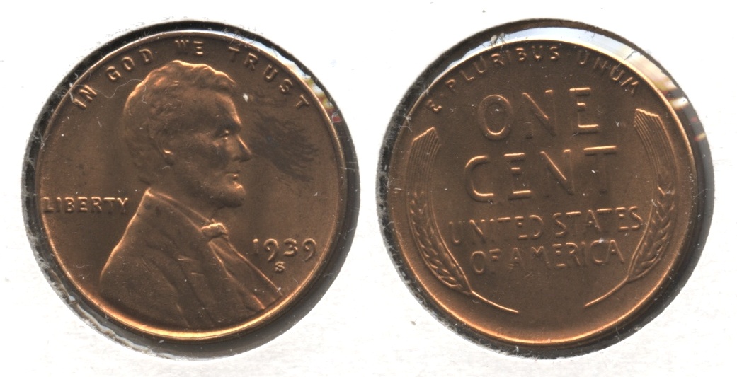 1939-S Lincoln Cent MS-60 Red #d