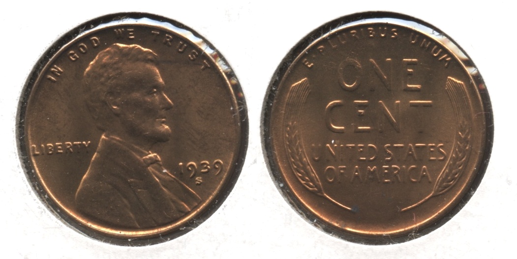 1939-S Lincoln Cent MS-60 Red #e