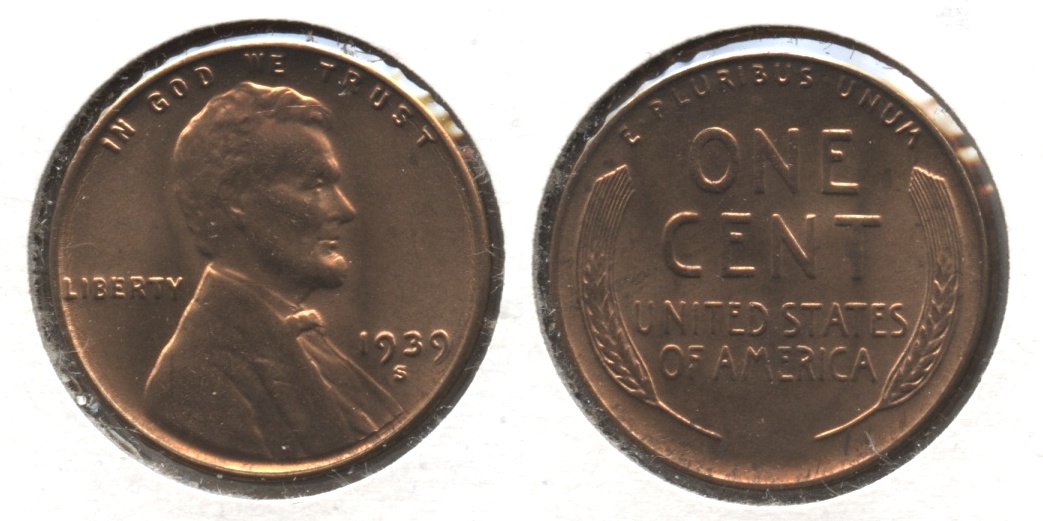 1939-S Lincoln Cent MS-60 Red #h