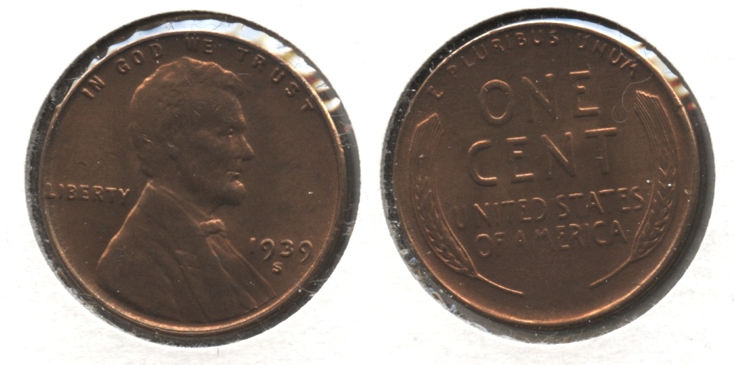 1939-S Lincoln Cent MS-61 Red Brown #a