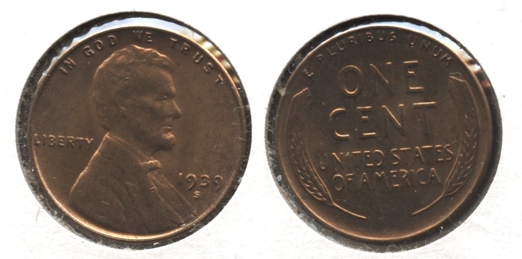 1939-S Lincoln Cent MS-61 Red Brown #b