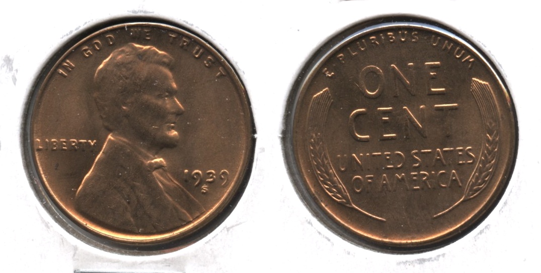 1939-S Lincoln Cent MS-61 Red #d