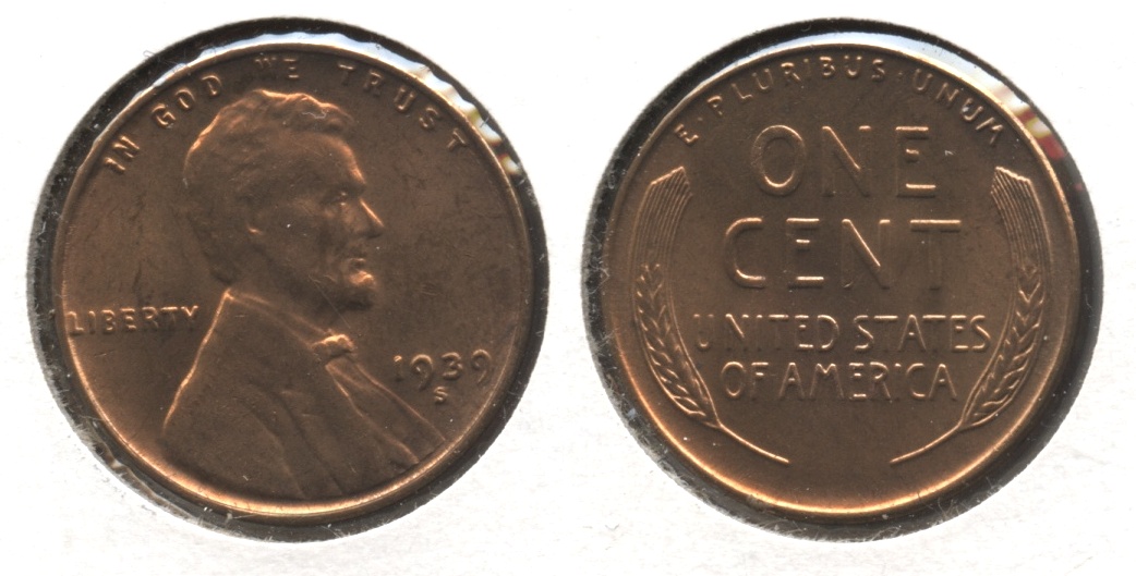 1939-S Lincoln Cent MS-61 Red #h