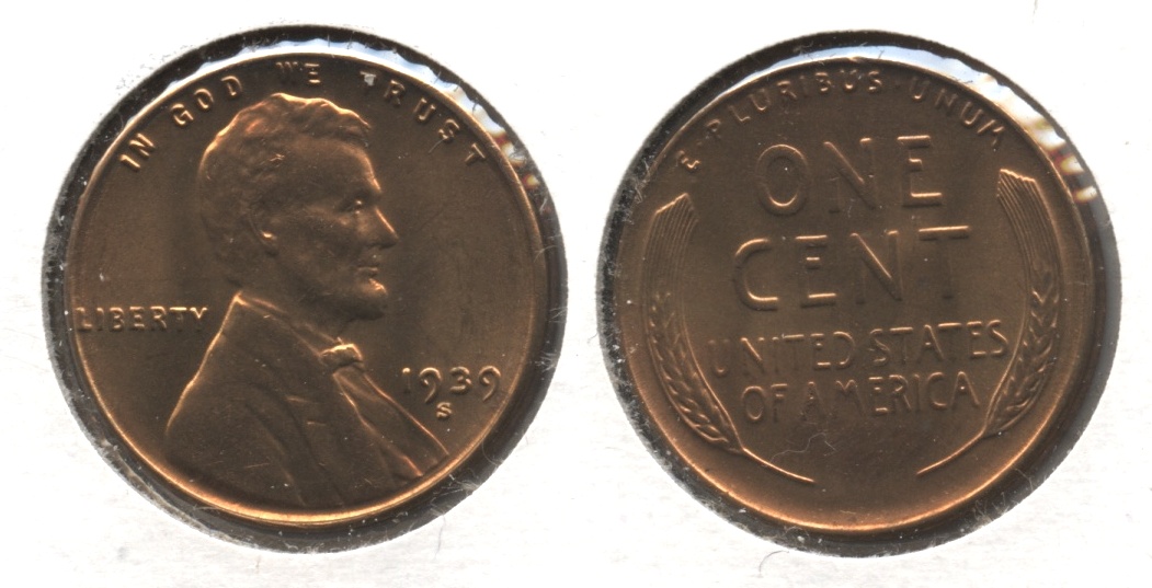 1939-S Lincoln Cent MS-61 Red #k