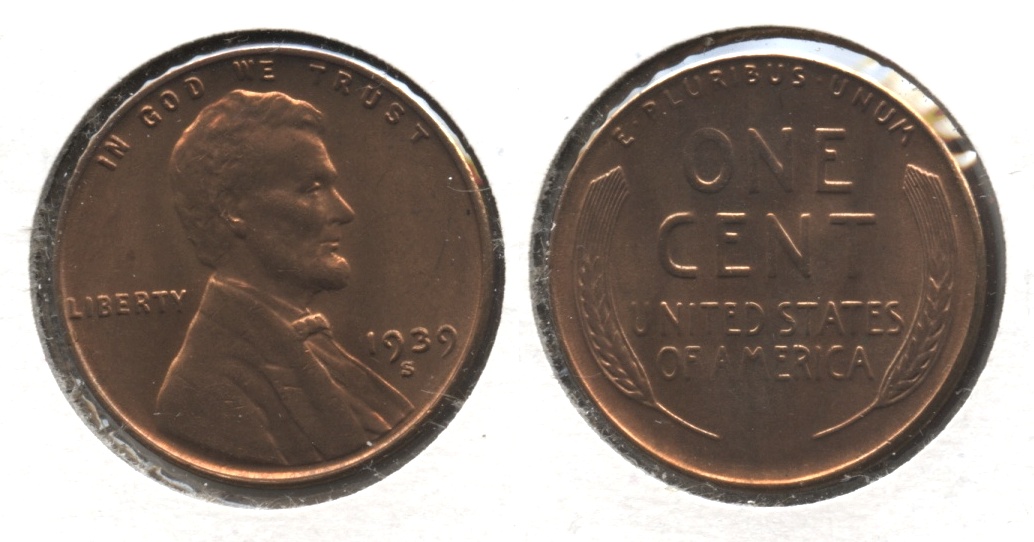 1939-S Lincoln Cent MS-62 Red Brown #b