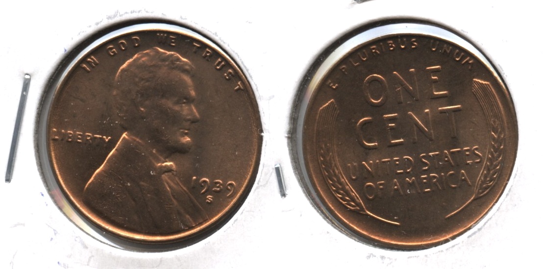 1939-S Lincoln Cent MS-62 Red #d