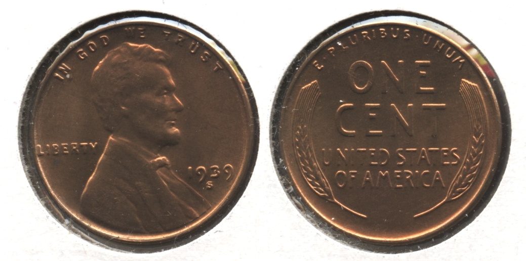 1939-S Lincoln Cent MS-62 Red #h