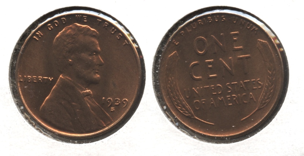 1939-S Lincoln Cent MS-62 Red #j