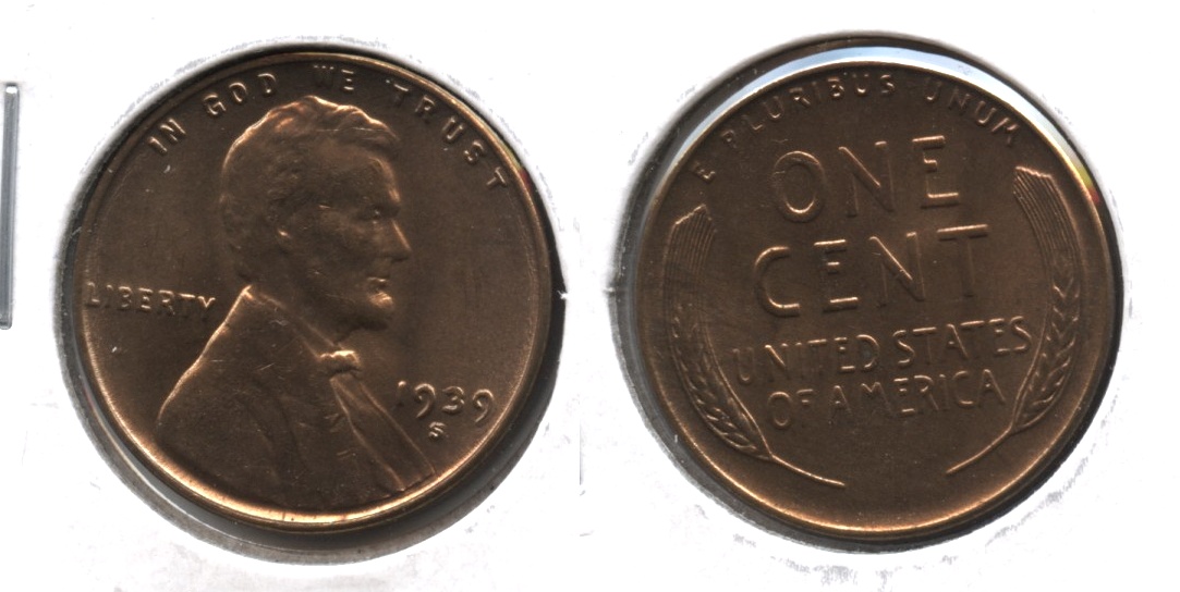 1939-S Lincoln Cent MS-63 Red Brown #b
