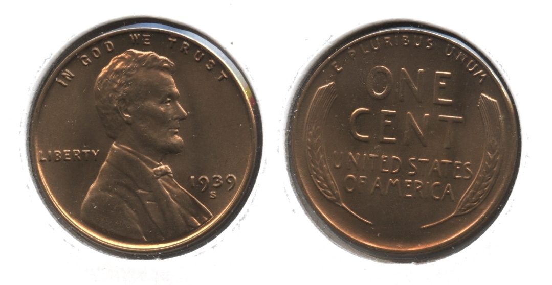 1939-S Lincoln Cent MS-63 Red Brown #k