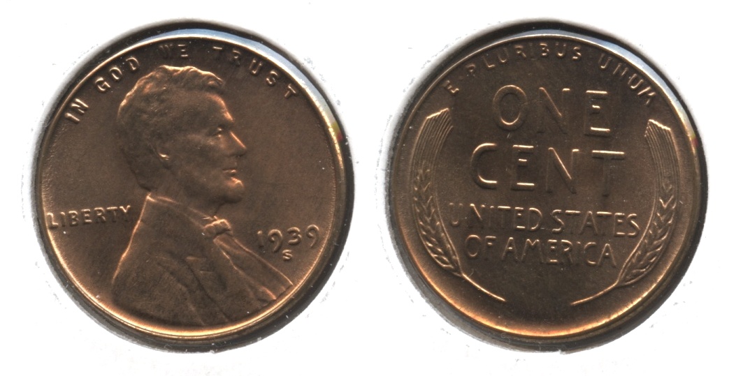 1939-S Lincoln Cent MS-63 Red Brown #l