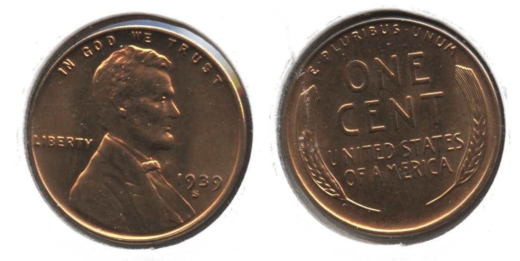 1939-S Lincoln Cent MS-63 Red Brown #n