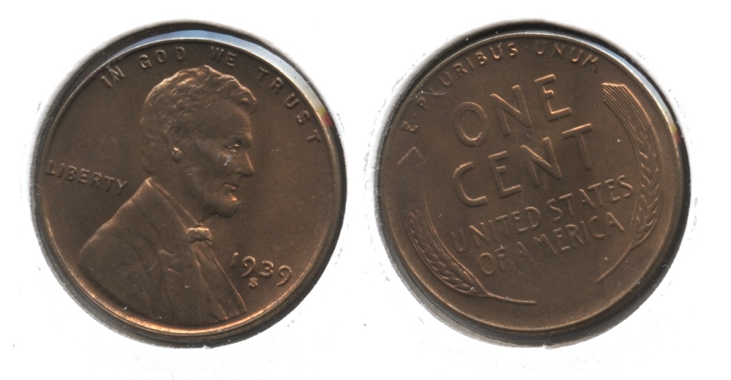 1939-S Lincoln Cent MS-63 Red Brown #o