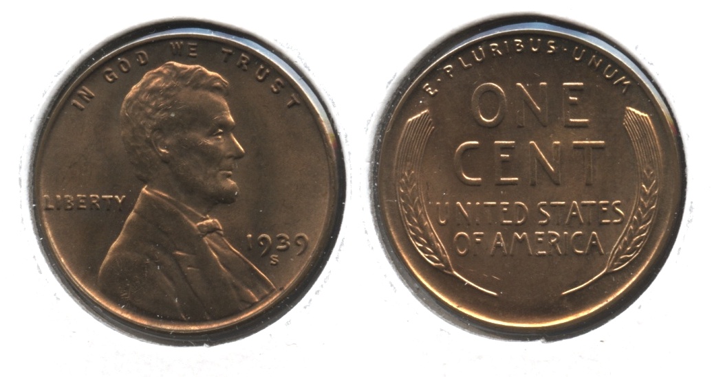 1939-S Lincoln Cent MS-63 Red Brown #p
