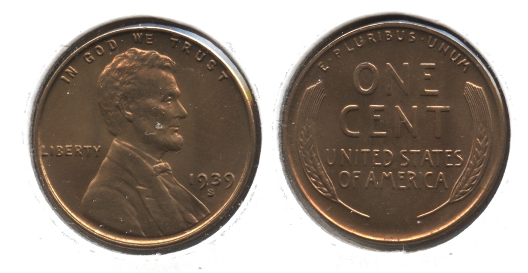 1939-S Lincoln Cent MS-63 Red Brown #r