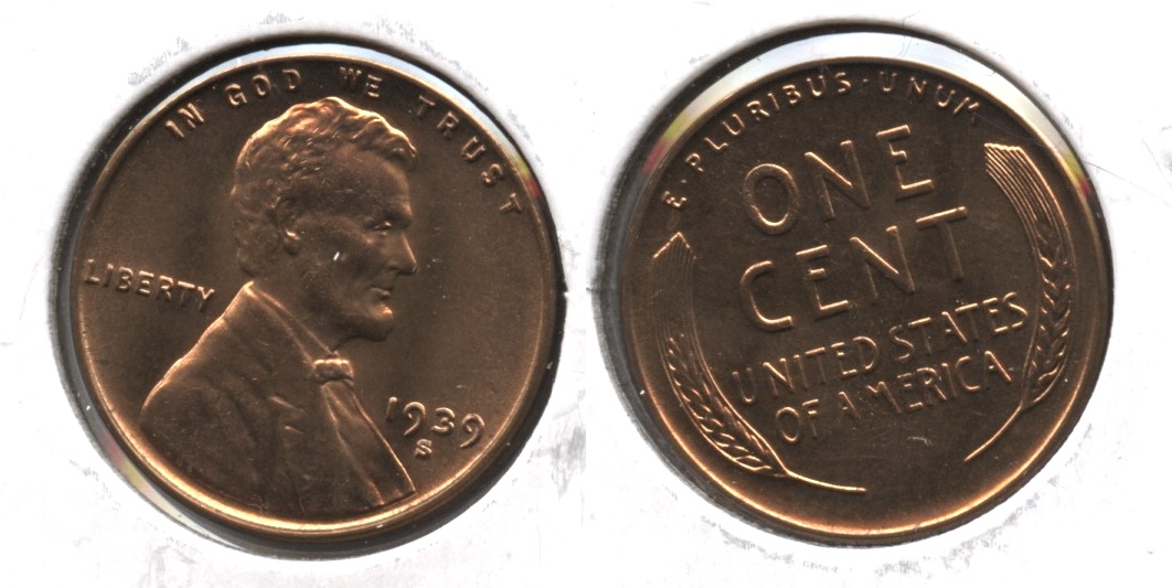 1939-S Lincoln Cent MS-63 Red #b