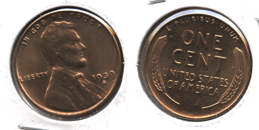 1939-S Lincoln Cent MS-63 Red #f