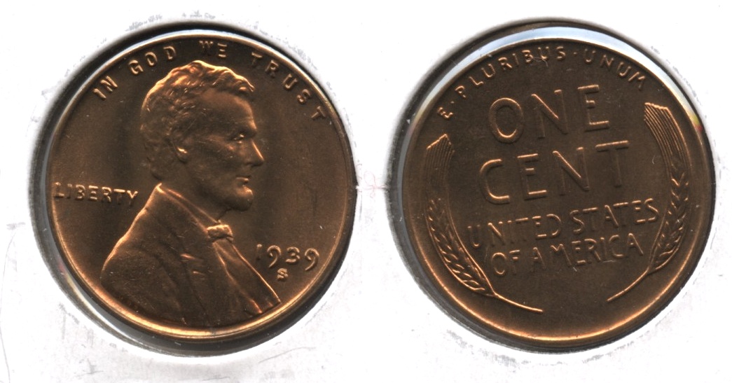 1939-S Lincoln Cent MS-63 Red #g