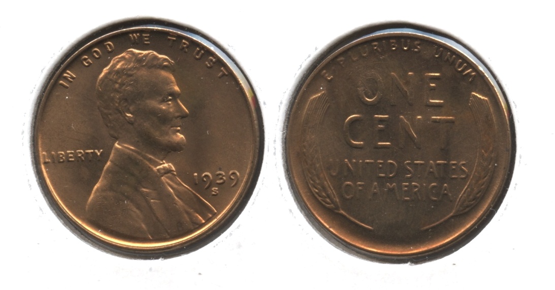 1939-S Lincoln Cent MS-64 Red Brown #b