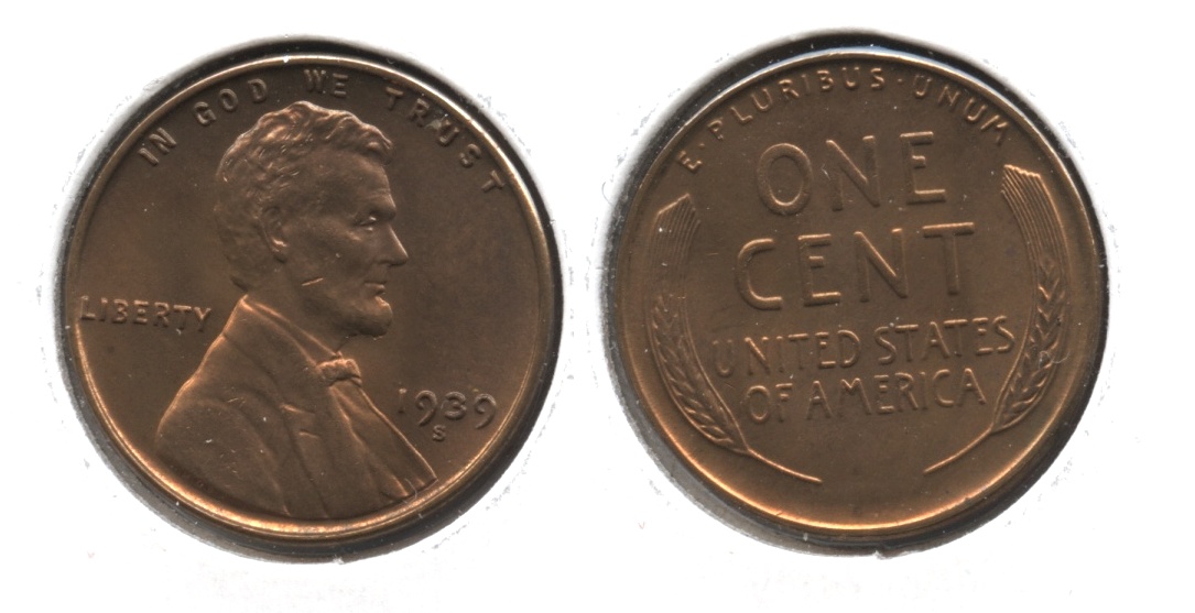 1939-S Lincoln Cent MS-64 Red Brown #d