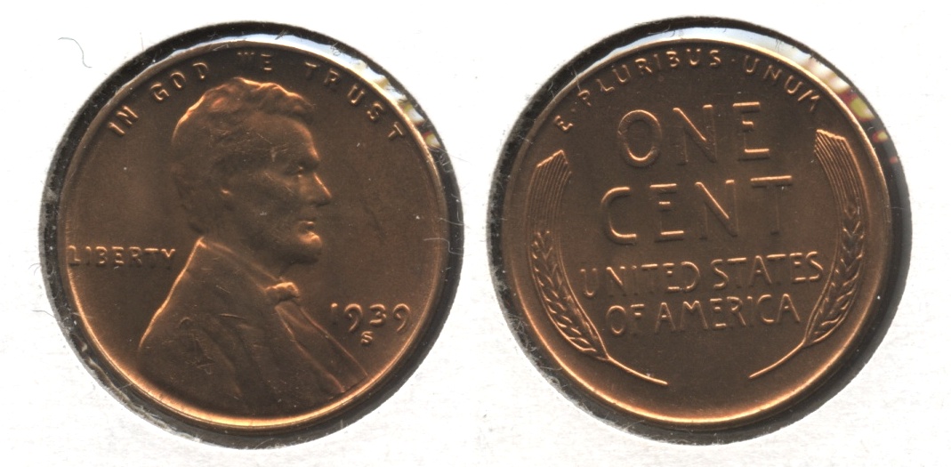 1939-S Lincoln Cent MS-64 Red Brown #e