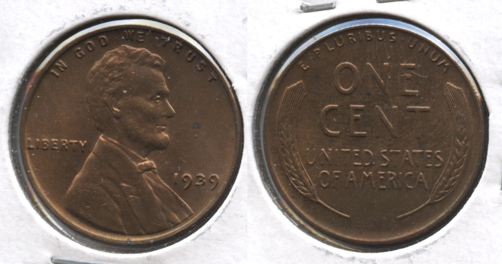 1939 Lincoln Cent MS-60 Red Brown #b