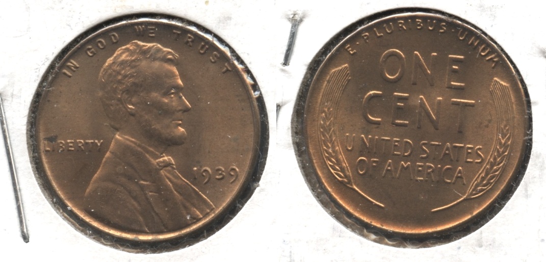 1939 Lincoln Cent MS-61 Red Brown