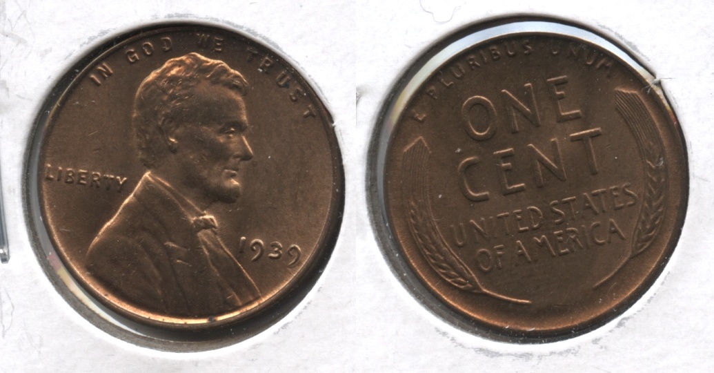 1939 Lincoln Cent MS-61 Red Brown #b