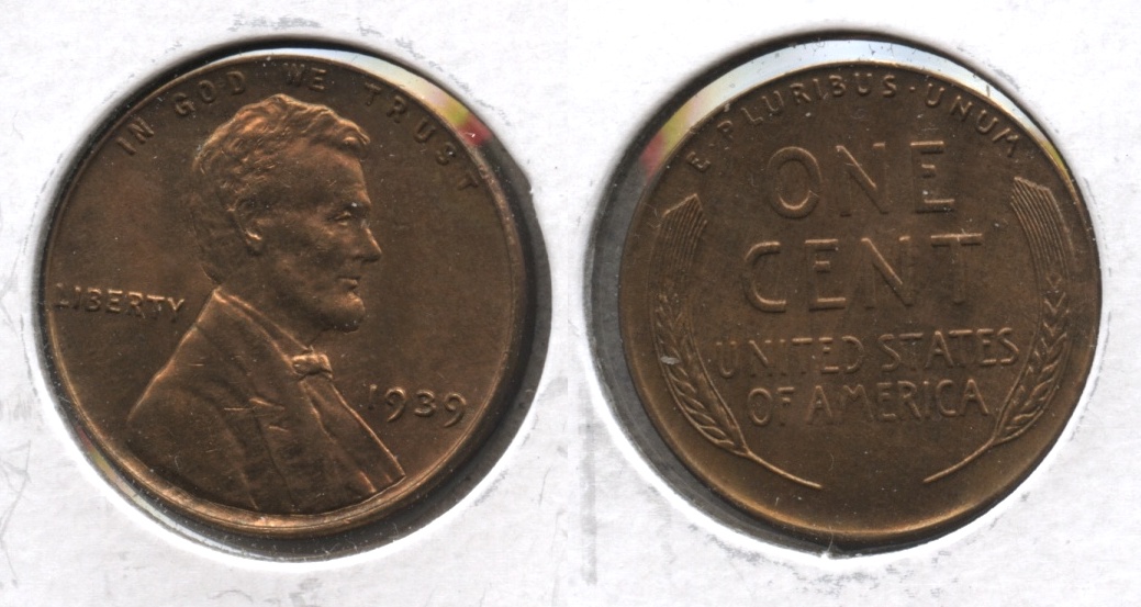 1939 Lincoln Cent MS-63 Red Brown