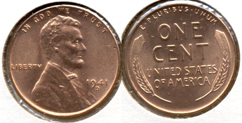 1941-D Lincoln Cent MS-62 Red d