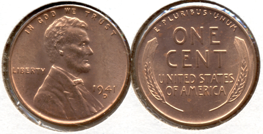 1941-D Lincoln Cent MS-62 Red e