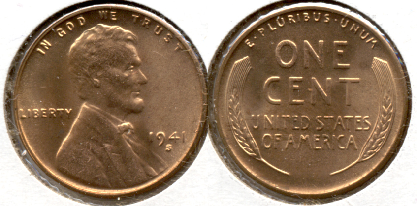 1941-S Lincoln Cent MS-61 Red