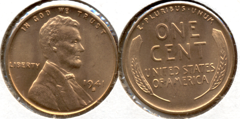 1941-S Lincoln Cent MS-61 Red a