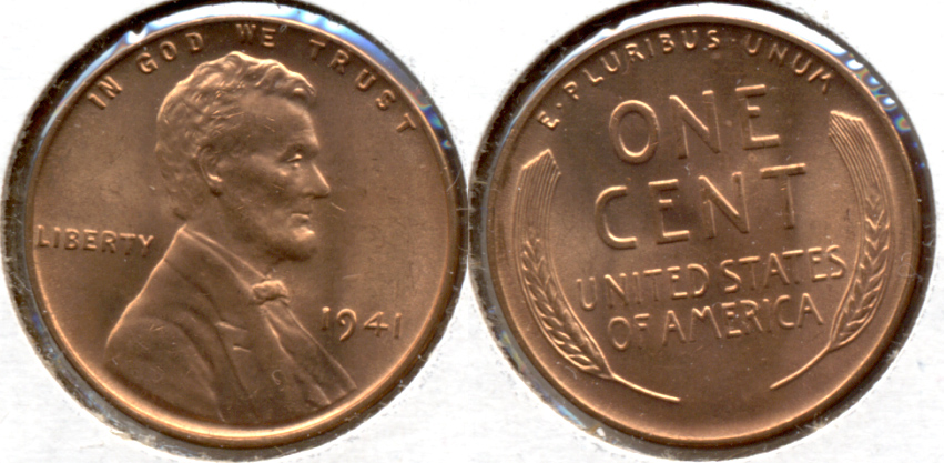 1941 Lincoln Cent MS-62 Red a