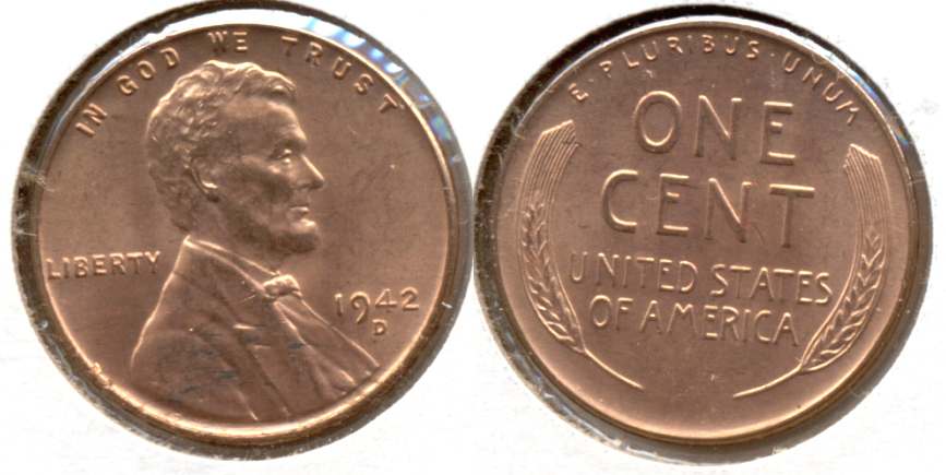 1942-D Lincoln Cent MS-62 Red