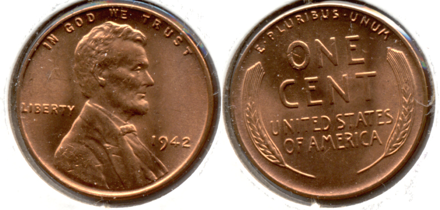 1942 Lincoln Cent MS-62 Red d