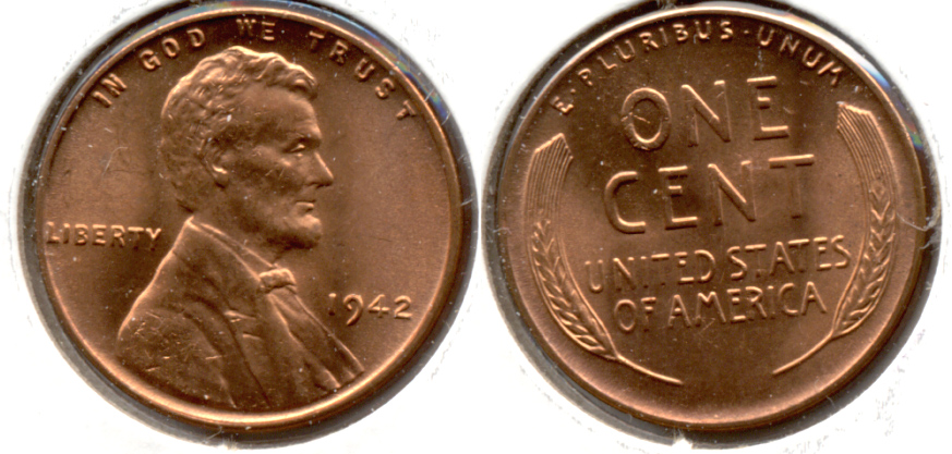 1942 Lincoln Cent MS-62 Red d