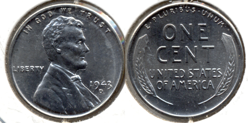 1943-D Lincoln Steel Cent MS-62 f