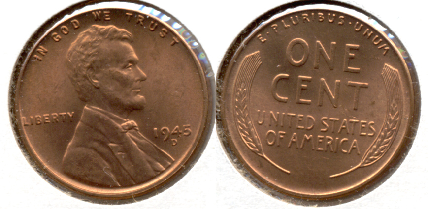 1945-D Lincoln Cent MS-62 Red c