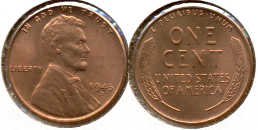 1945-D Lincoln Cent MS-62 Red d