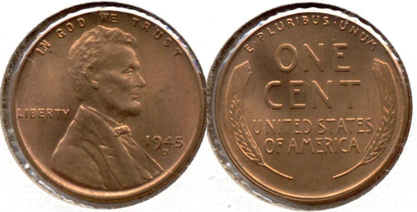 1945-D Lincoln Cent MS-62 Red f