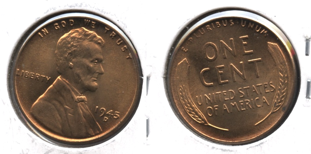 1945-D Lincoln Cent MS-62 Red #g