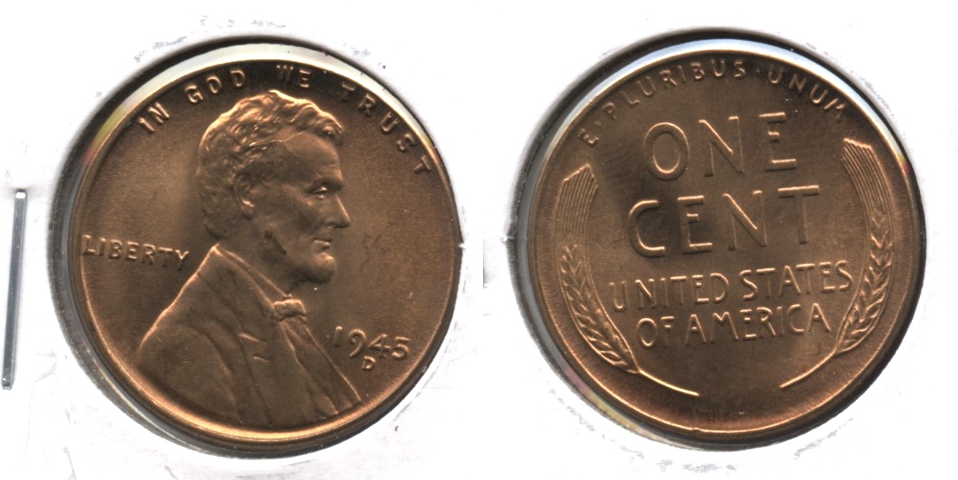 1945-D Lincoln Cent MS-62 Red #h