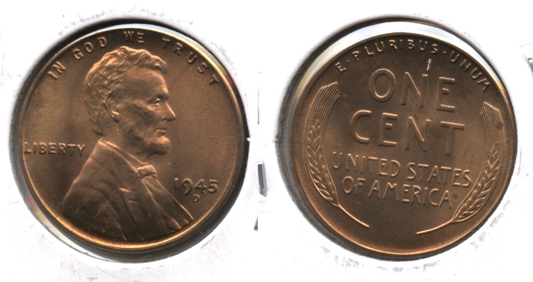 1945-D Lincoln Cent MS-64 Red Brown #a