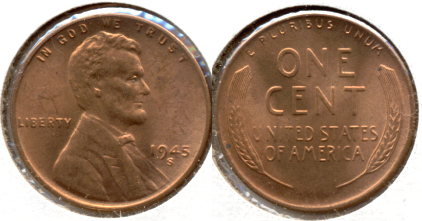 1945-S Lincoln Cent MS-62 Red c