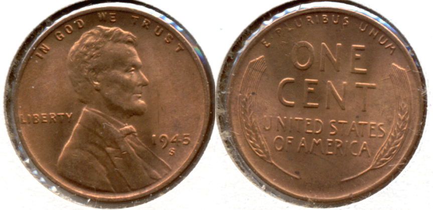 1945-S Lincoln Cent MS-62 Red d