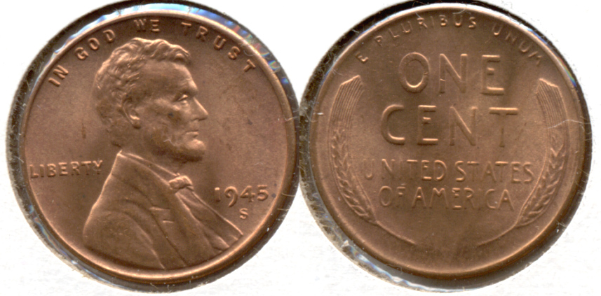 1945-S Lincoln Cent MS-63 Red