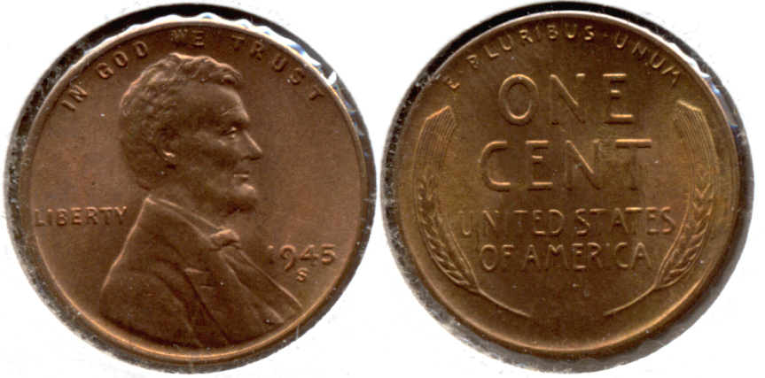 1945-S Lincoln Cent MS-63 Red a