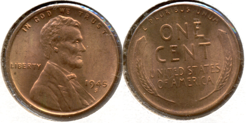 1945-S Lincoln Cent MS-63 Red b