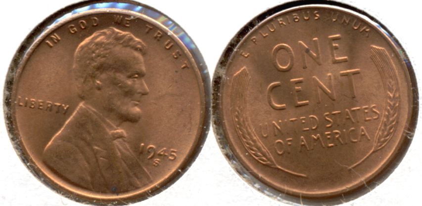 1945-S Lincoln Cent MS-63 Red c